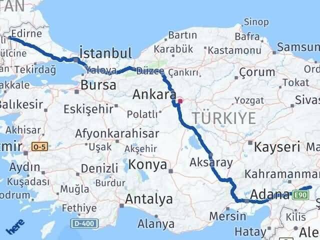 Araban Edirne Arası Kaç Km - Yol Tarifi