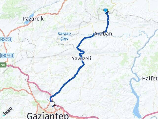 Emirhaydar Gaziantep Otogarı Arası Kaç Km - Yol Tarifi