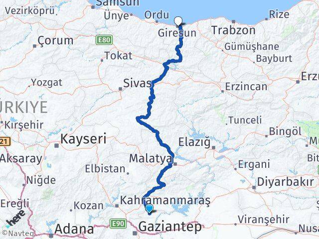 Araban Giresun Arası Kaç Km - Yol Tarifi