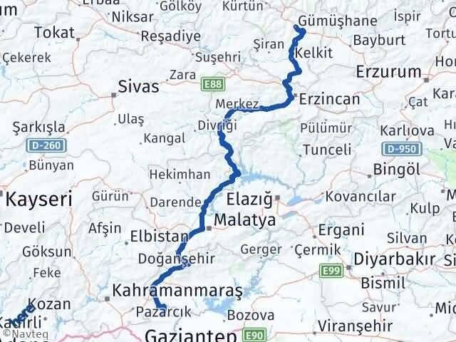 Araban Gümüşhane Arası Kaç Km - Yol Tarifi