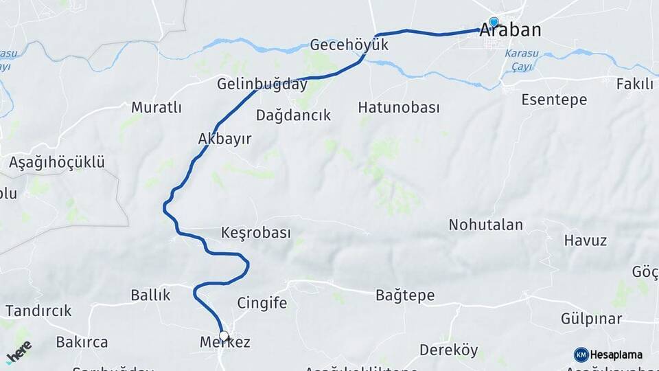 Gaziantep Araban Yavuzeli Arası Kaç Km - Yol Haritası
