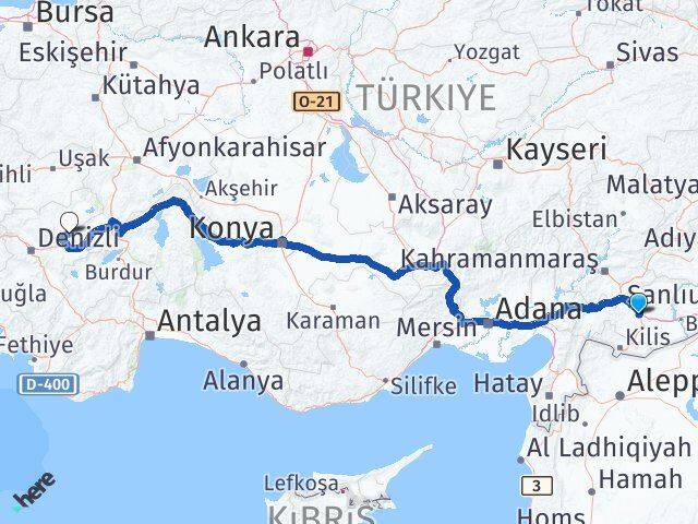 Gaziantep Baklan Denizli Arası Kaç Km - Yol Haritası