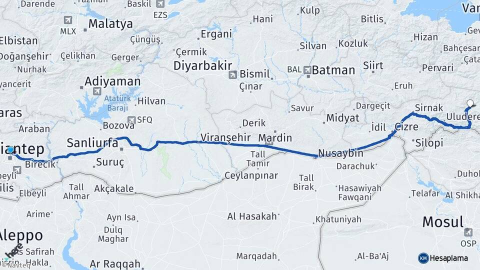 Gaziantep Beytüşşebap Şırnak Arası Kaç Km - Yol Haritası