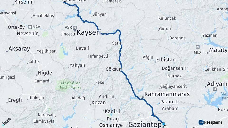 Gaziantep Boğazlıyan Arası Kaç Km - Yol Tarifi