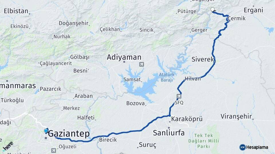Gaziantep Çüngüş Diyarbakır Arası Kaç Km - Yol Haritası