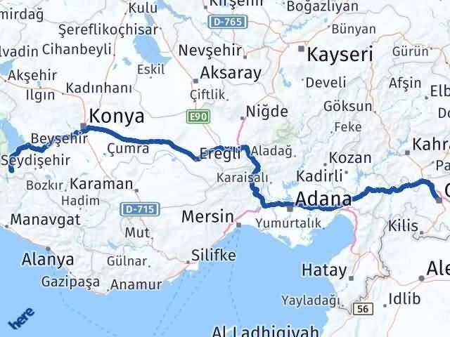 Gaziantep Derebucak Konya Arası Kaç Km - Yol Haritası