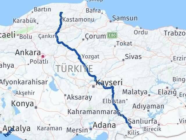 Gaziantep Devrekani Kastamonu Arası Kaç Km - Yol Haritası