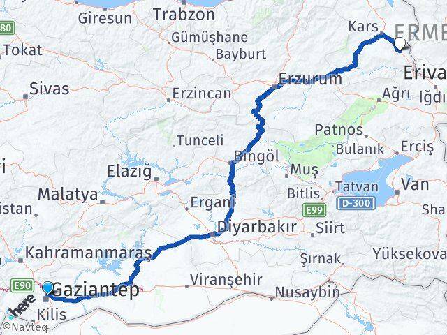 Gaziantep Digor Kars Arası Kaç Km - Yol Haritası