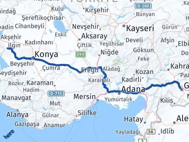 Gaziantep Doğanhisar Konya Arası Kaç Km - Yol Haritası