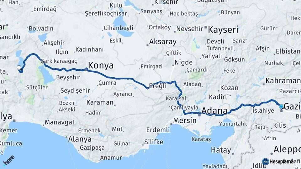 Gaziantep Eğirdir Isparta Arası Kaç Km - Yol Haritası