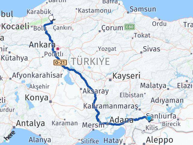 Gaziantep Eskipazar Karabük Arası Kaç Km - Yol Haritası