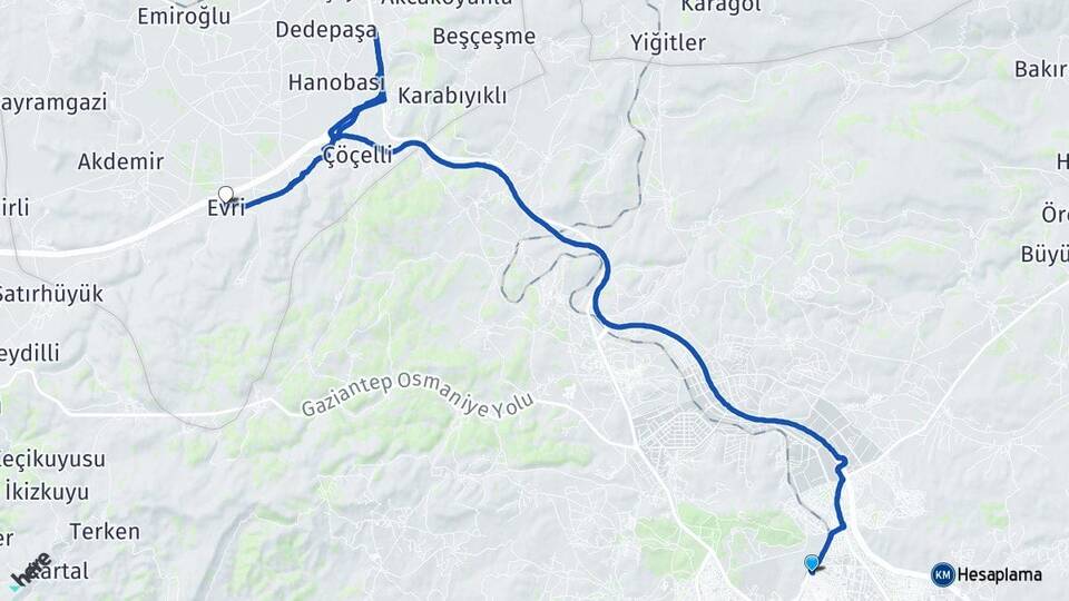 Gaziantep Evri Pazarcık Kahramanmaraş Arası Kaç Km - Yol Haritası
