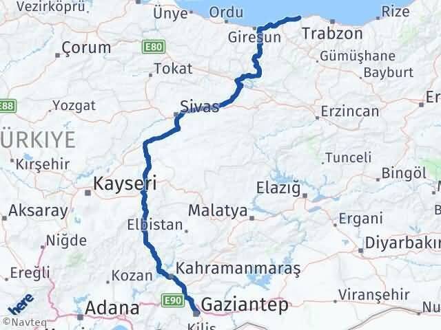 Gaziantep Eynesil Arası Kaç Km - Yol Tarifi