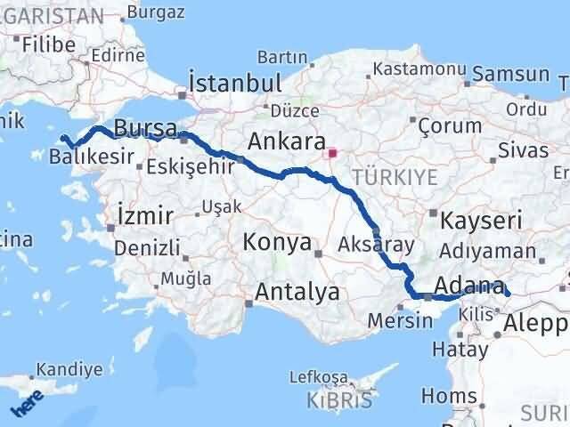 Gaziantep Gökçeada Çanakkale Arası Kaç Km - Yol Haritası
