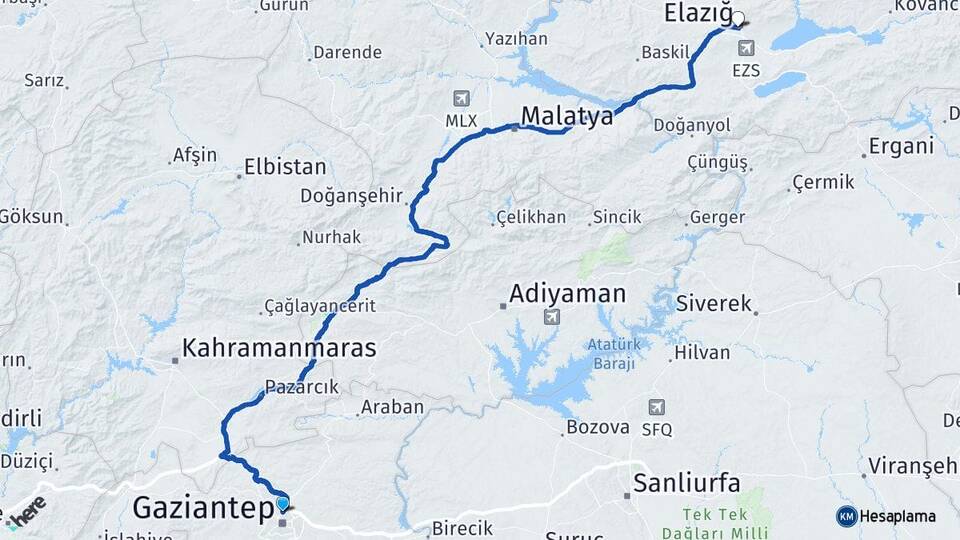 Gaziantep Gülbaba Kilis Arası Kaç Km - Yol Haritası