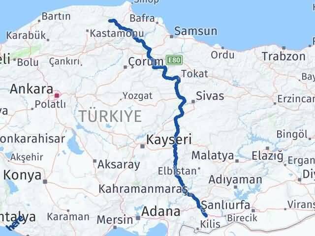 Gaziantep Hanönü Arası Kaç Km - Yol Tarifi