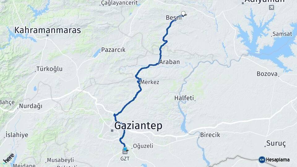 Gaziantep Havalimanı Besni Arası Kaç Km - Yol Tarifi