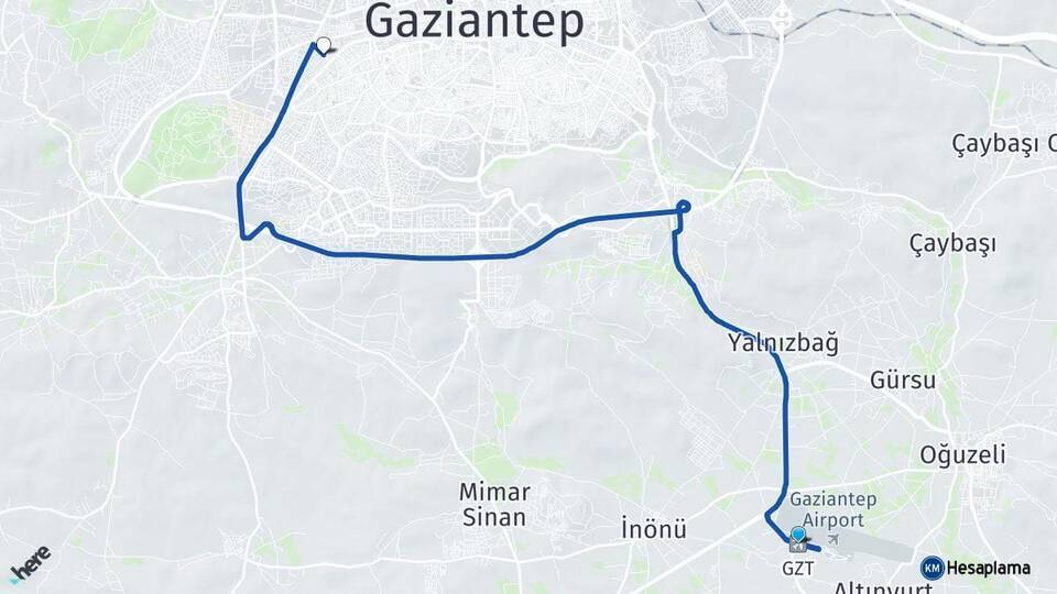 Gaziantep Havalimanı Binevler Arası Kaç Km - Yol Tarifi