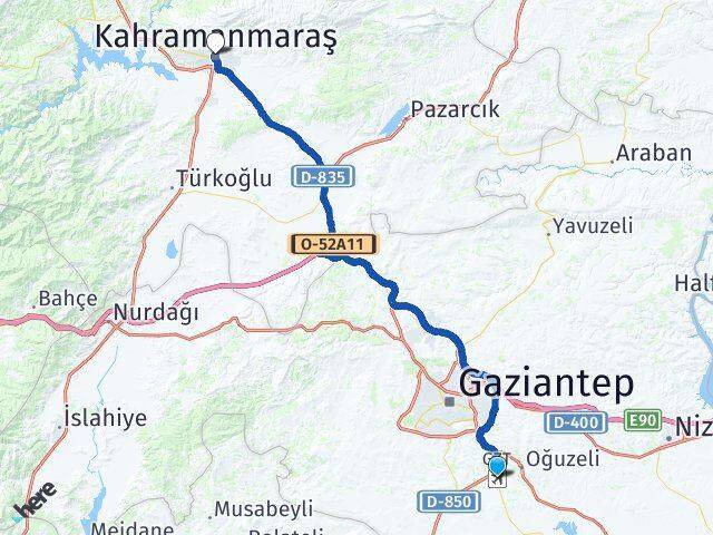 Gaziantep Havalimanı Kahramanmaraş Arası Kaç Km - Yol Tarifi