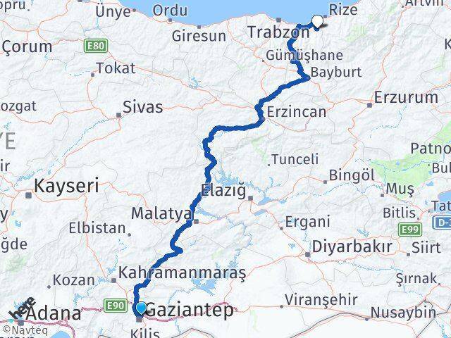 Gaziantep Hayrat Arası Kaç Km - Yol Tarifi