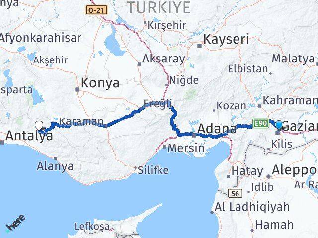 Gaziantep İbradı Antalya Arası Kaç Km - Yol Haritası