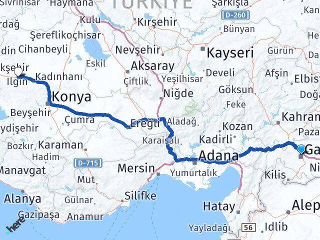 Gaziantep Ilgın Konya Arası Kaç Km - Yol Haritası