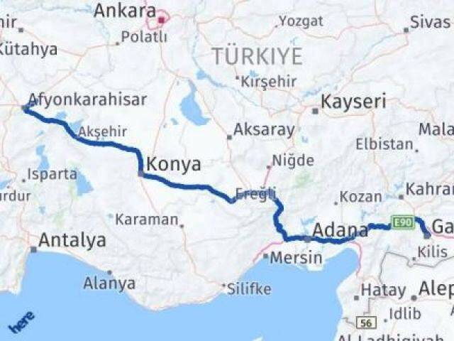 Gaziantep İscehisar Afyonkarahisar Arası Kaç Km - Yol Haritası