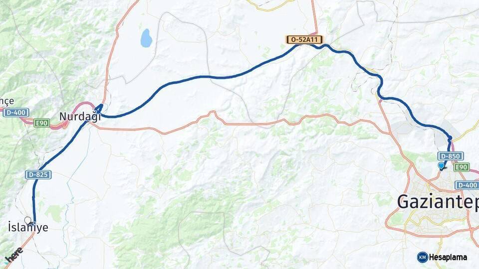 Gaziantep İslahiye Arası Kaç Km - Yol Haritası