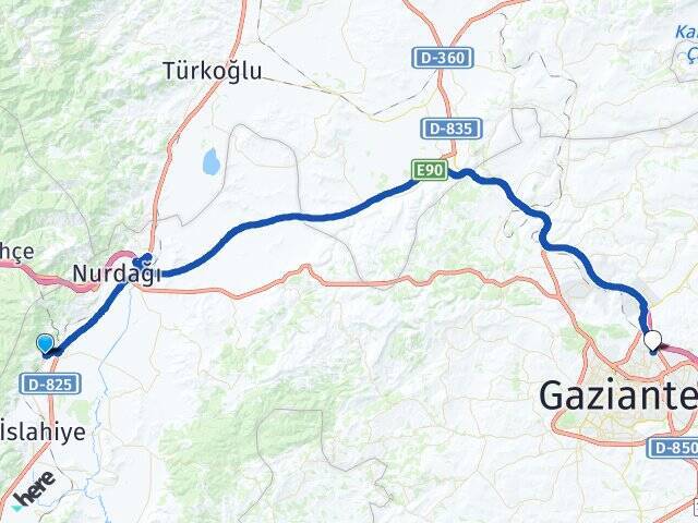 Fevzipaşa Gaziantep Otogarı Arası Kaç Km - Yol Tarifi