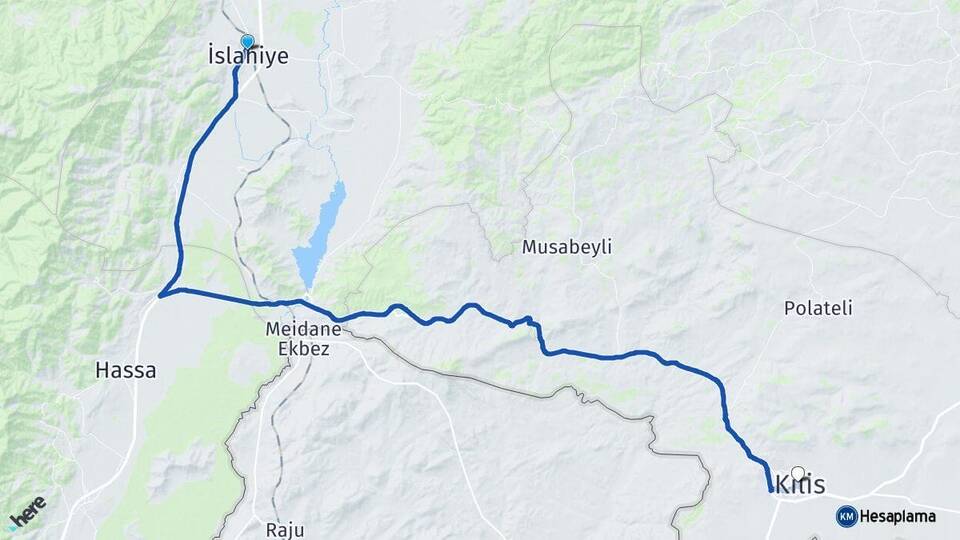 Gaziantep İslahiye Kilis Arası Kaç Km - Yol Haritası