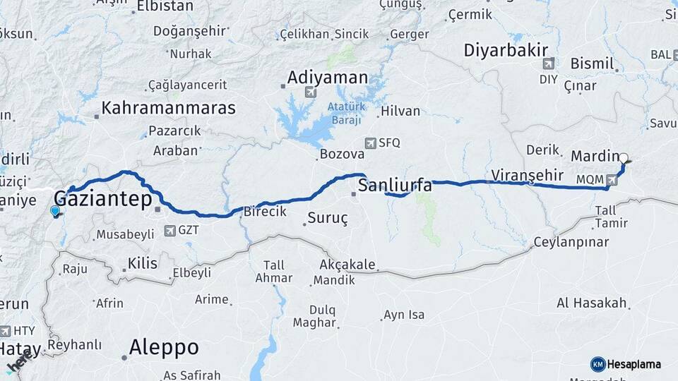 Gaziantep İslahiye Mardin Arası Kaç Km - Yol Haritası