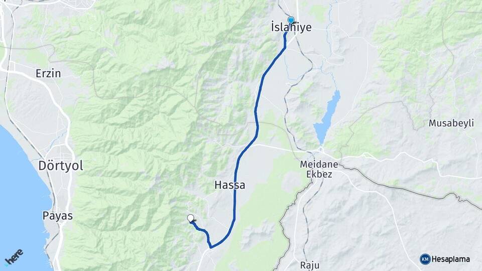 Gaziantep İslahiye Yukarıbucak Hassa Hatay Arası Kaç Km - Yol Haritası
