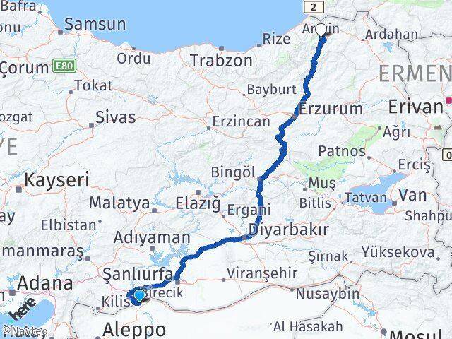 Karkamış Artvin Arası Kaç Km - Yol Tarifi