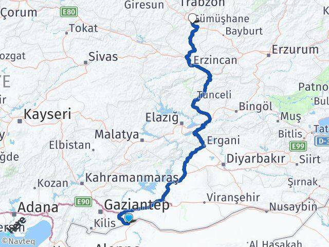 Karkamış Gümüşhane Arası Kaç Km - Yol Tarifi
