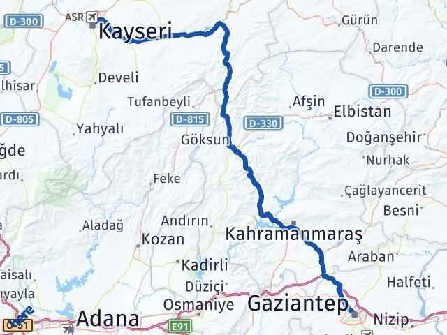 Gaziantep Kocasinan Arası Kaç Km - Yol Tarifi