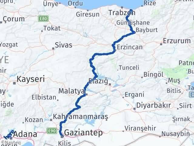 Gaziantep Köprübaşı Trabzon Arası Kaç Km - Yol Haritası