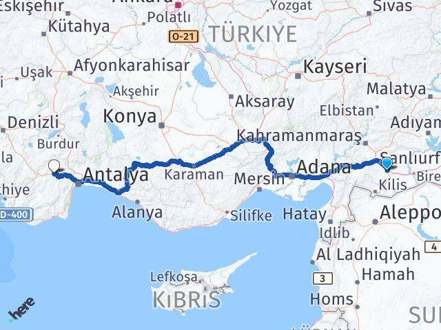 Gaziantep Korkuteli Antalya Arası Kaç Km - Yol Haritası