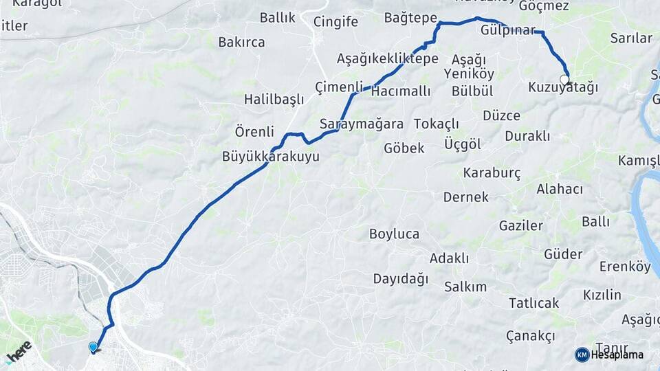 Gaziantep Kuzuyatağı Yavuzeli Arası Kaç Km - Yol Haritası