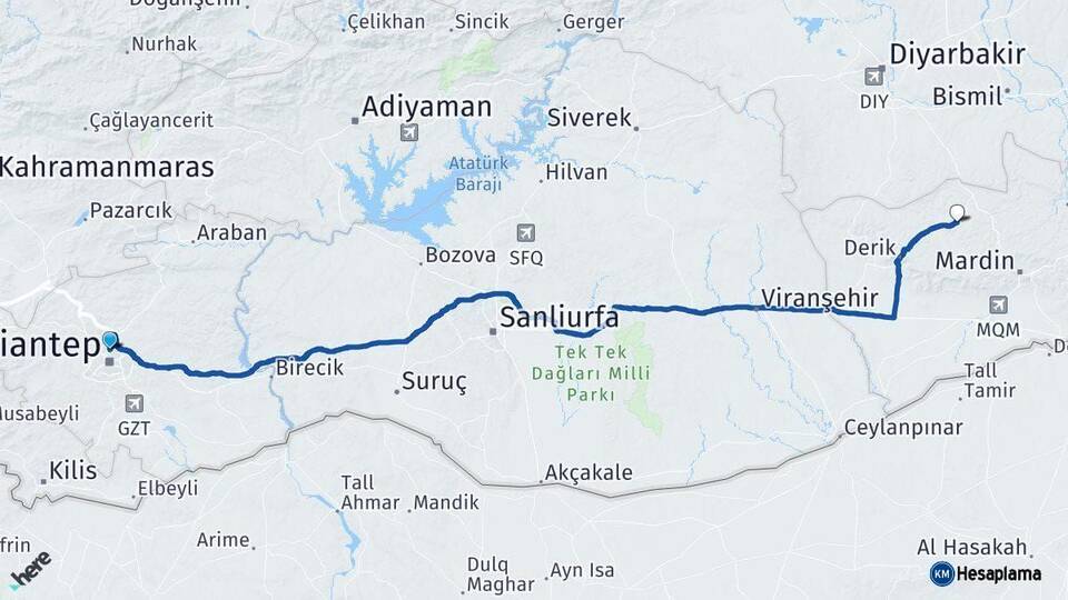 Gaziantep Mazıdağı Mardin Arası Kaç Km - Yol Haritası