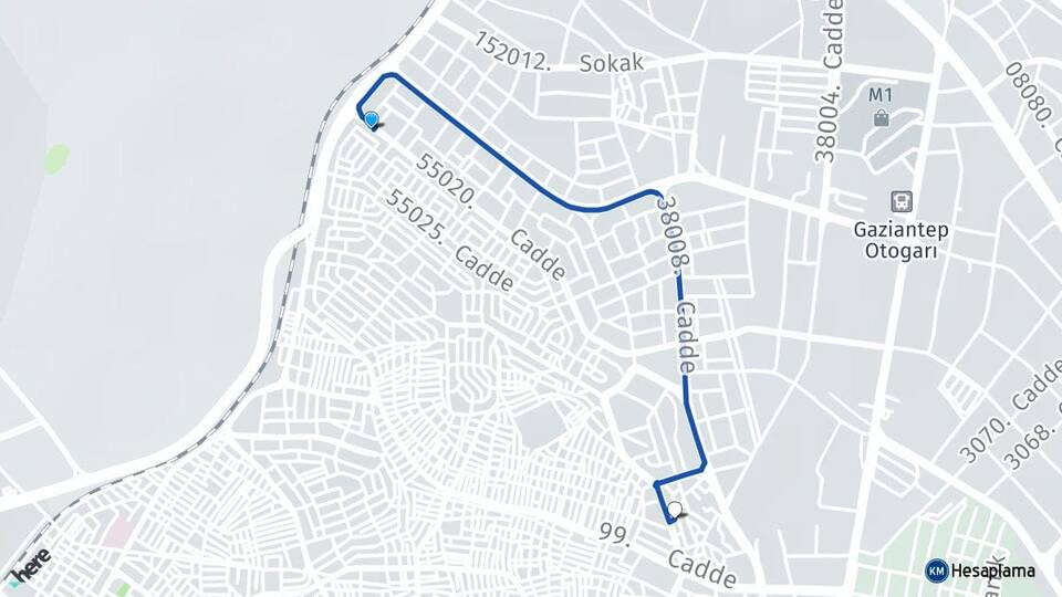 Gaziantep Merveşehir Şehitkamil Arası Kaç Km - Yol Haritası