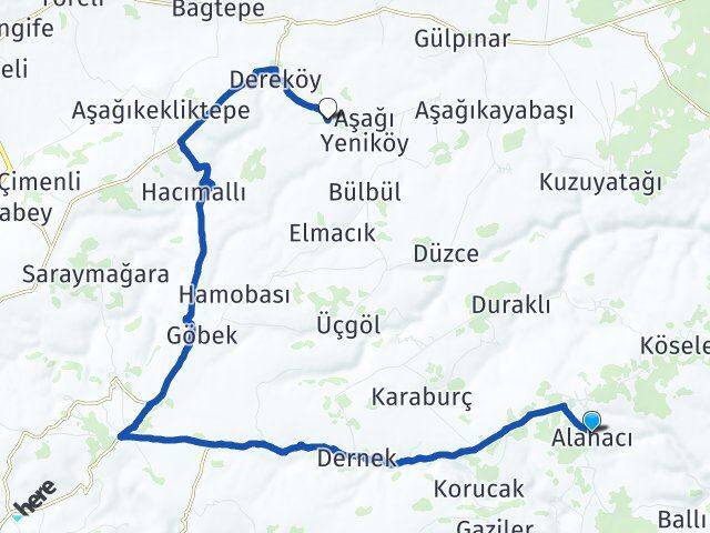 Alahacı Yukarıyeniköy Arası Kaç Km - Yol Tarifi