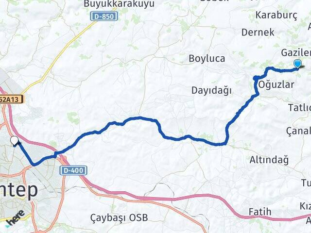 Mehmetobası Gaziantep Otogarı Arası Kaç Km - Yol Tarifi