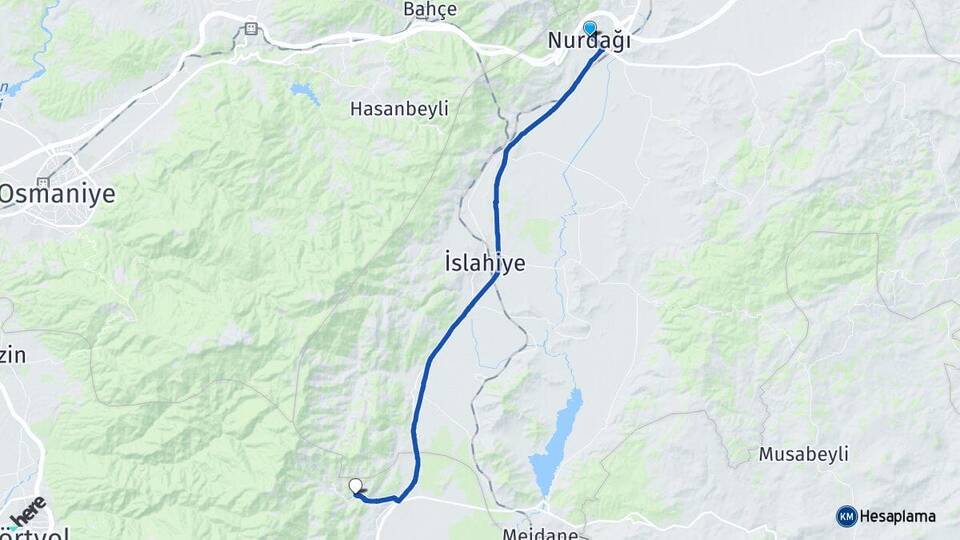 Gaziantep Nurdağı Akbez Hassa Hatay Arası Kaç Km - Yol Haritası