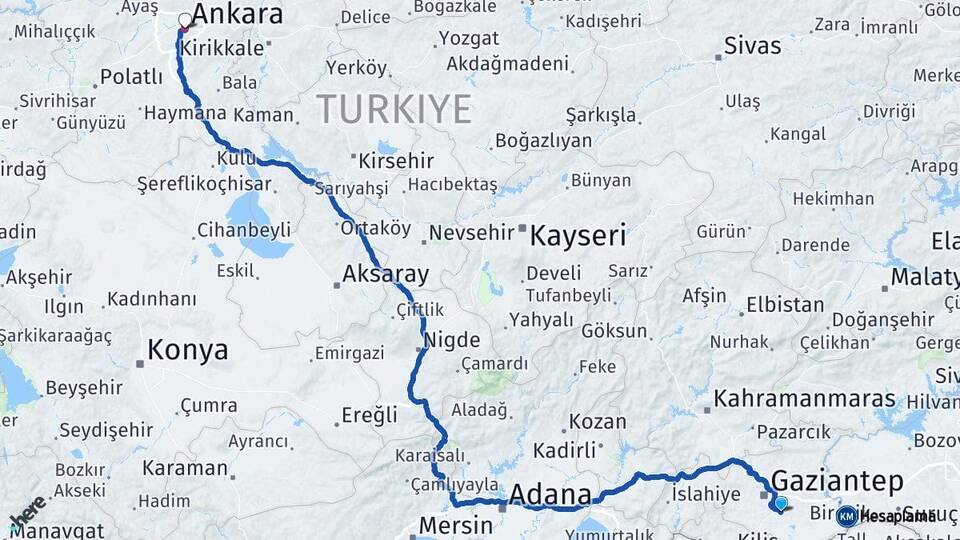 Oğuzeli Ankara Arası Kaç Km - Yol Tarifi