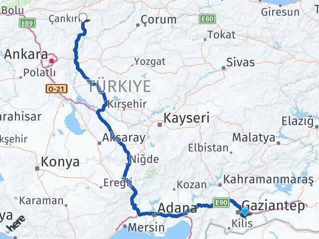 Oğuzeli Çankırı Arası Kaç Km - Yol Tarifi