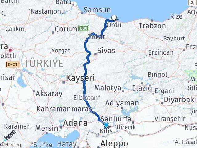 Oğuzeli Ordu Arası Kaç Km - Yol Tarifi