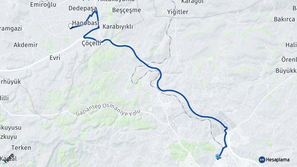 Gaziantep Ördekdede Pazarcık Kahramanmaraş Arası Kaç Km - Yol Haritası