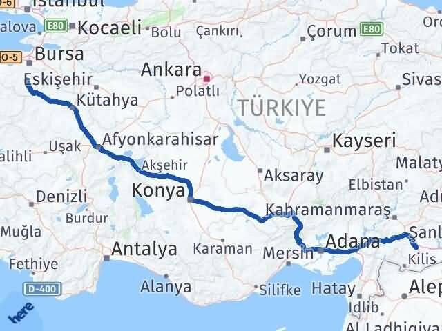 Gaziantep Orhaneli Bursa Arası Kaç Km - Yol Haritası