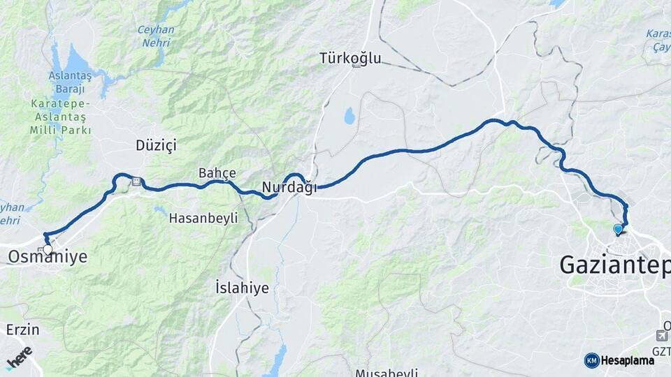 Gaziantep Osmaniye Arası Kaç Km - Yol Haritası