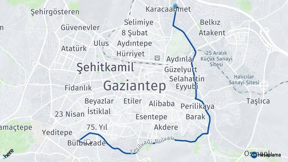 Gaziantep Otogarı Bülbülzade Arası Kaç Km - Yol Tarifi